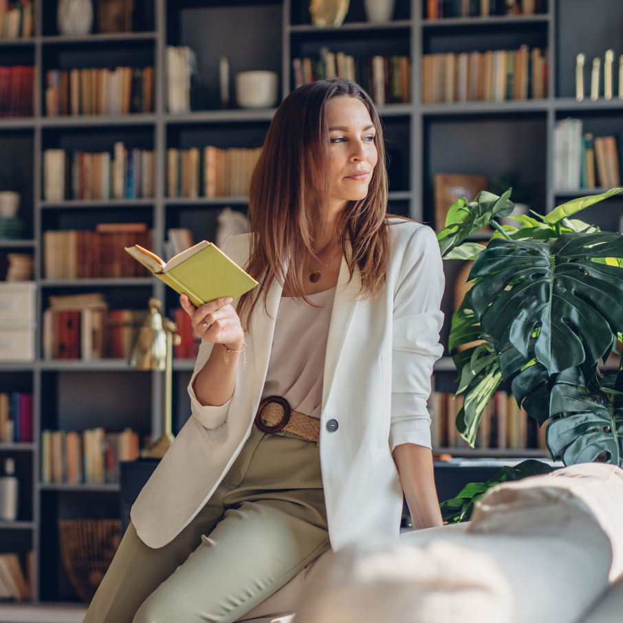 Woman reading book